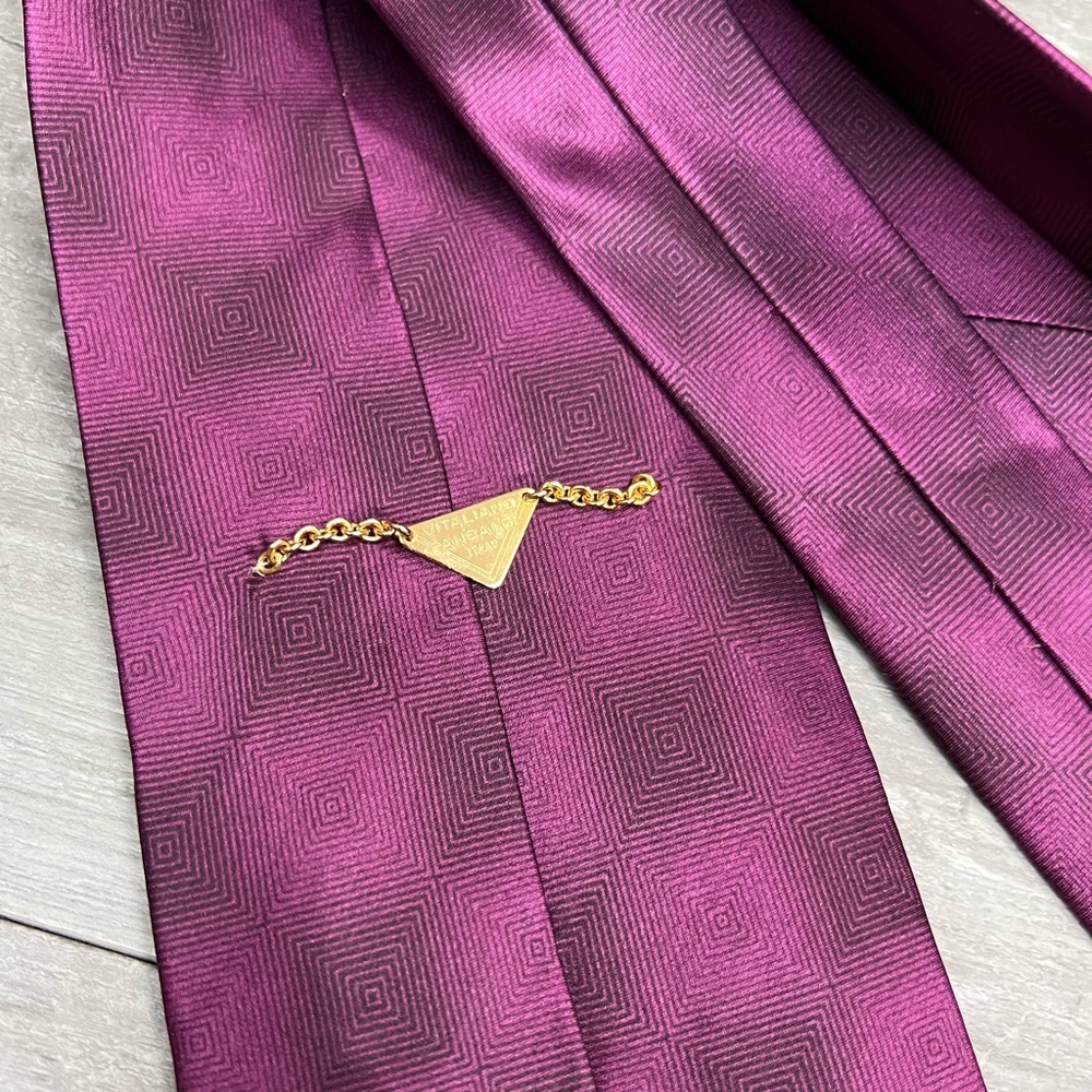 Vitaliano Pancaldi Purple Abstract Pattern Silk Tie - Picture 3 of 6